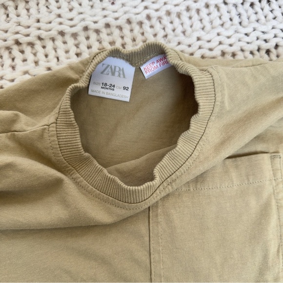 Zara Toddler Neutral Tan Pocket T-Shirt 18-24 Months - Picture 4 of 4